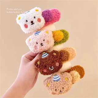 Snow Bear กิ๊บติดผมตุ๊กตาน่ารักสําหรับผู้หญิงด้านหลังศีรษะคลิปขนาดใหญ่ Headwear Duckbill คลิป
