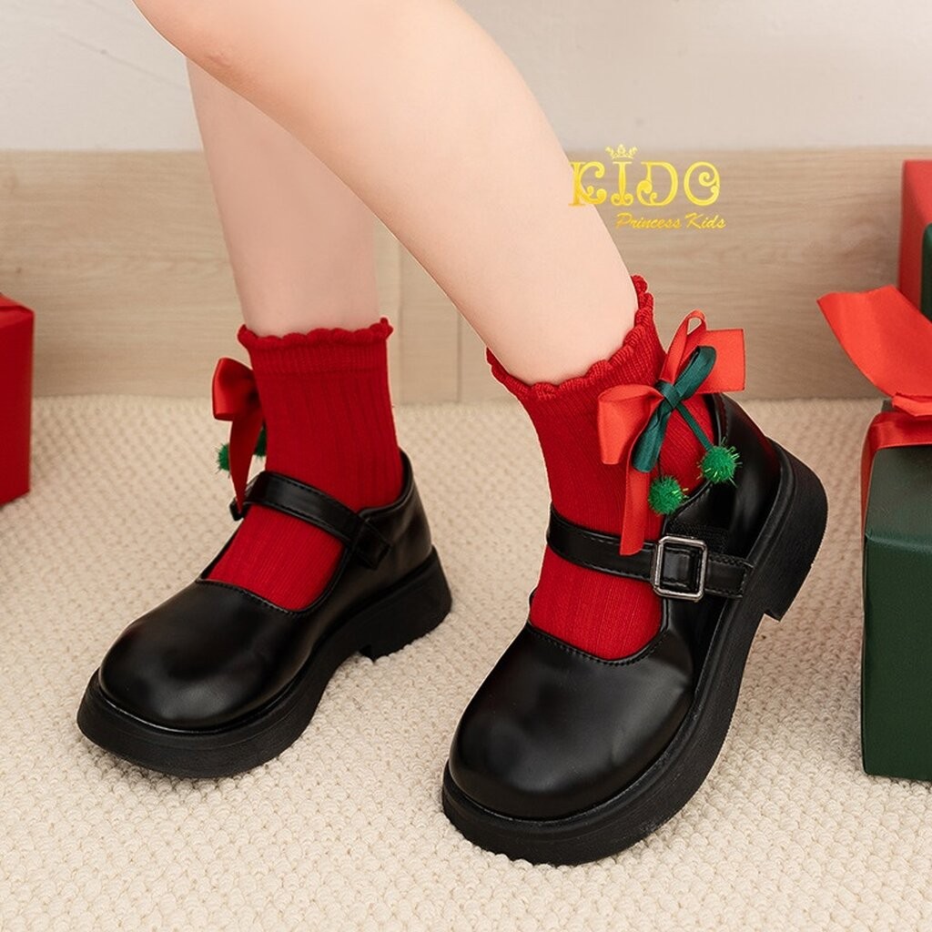 Tถุงเท้าคริสต์มาส(มีหน้าร้านอยู่รัชดา)SF232 สีแดง ถุงเท้าเด็ก