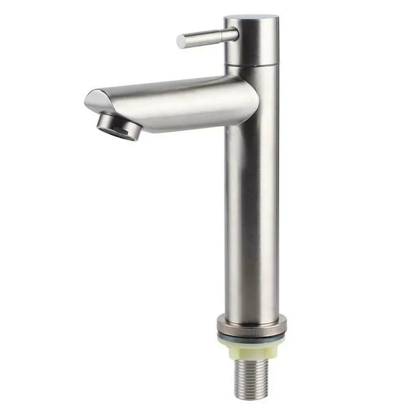 Bathroom Faucet Single Cold Sink Faucet Stainless Steel Deck Mounted Basin Faucet Mixer Tap Kitchen 