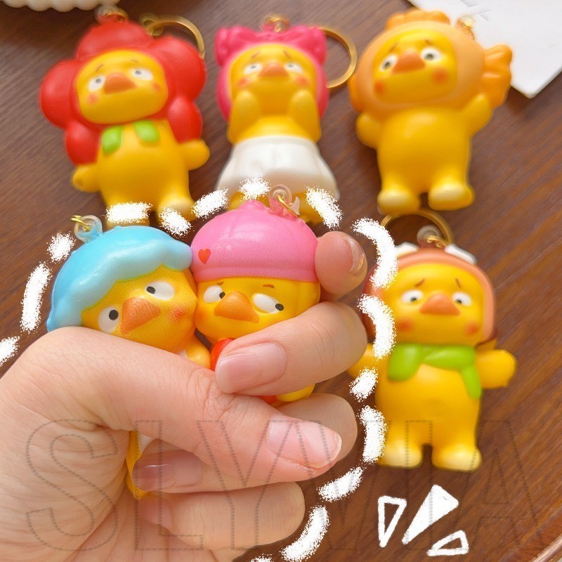ของเล่นบีบคลายเครียด-ของเล่นเด้งช้าซิลิโคนทํามือ-นุ่มล้างทําความสะอาดได้-ตุ๊กตาเป็ดน่ารําคาญ-หยิกครอบครัวสกุชชี่ของเล่น-พร้อมพวงกุญแจสําหรับติดตกแต่งกระ