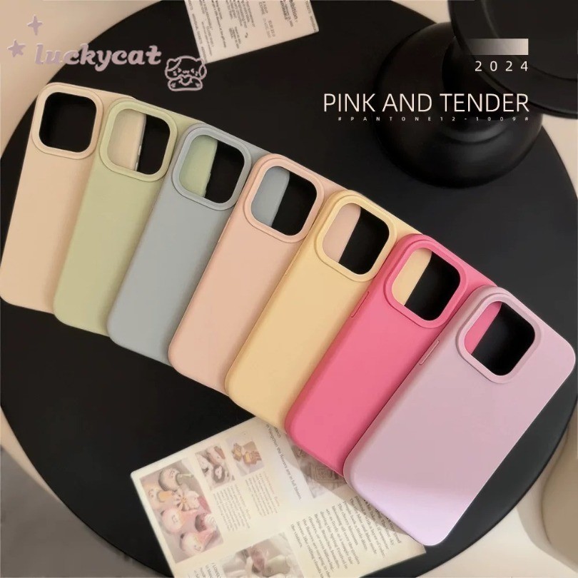 Iphone 16 15 14 13 12 11 Pro Max X Xr Xs Max 7 8 6 6s Plusเคสโทรศัพท์Ins Simple Candyสีปกอ่อน