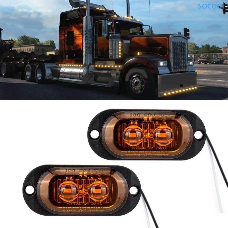 Soc * 2 LED 12V 24V ไฟ LED Side Marker สําหรับรถบรรทุกรถพ่วง Caravans Marker Light