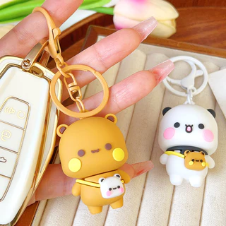 2 ชิ้นน่ารักหมี Bubu และ Yier ตุ๊กตาจี้พวงกุญแจ - DIY กระเป๋าเป้สะพายหลังจี้คู่ของขวัญวาเลนไทน์