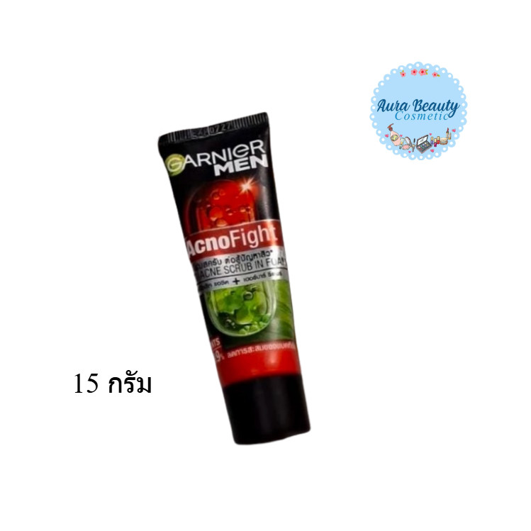 (1หลอด) Garnier Men Acno Fight Scrub Foam การ์นิเย่ เมน แอคโนไฟท์ 12 อิน 1 แอนตี้-แอคเน่ โฟม ขนาด 15 กรัม