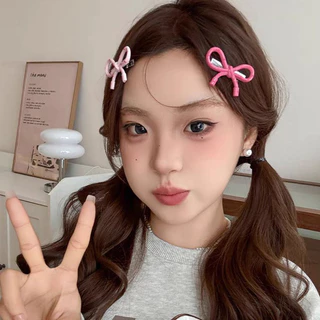 COD-ในไทย💖กิ๊บหนีบผมประดับโบว์ ลายจุด สีชมพู น่ารักหวาน Insสไตล์เกาหลี นักเรียนสำหรับผู้หญิง -Kri