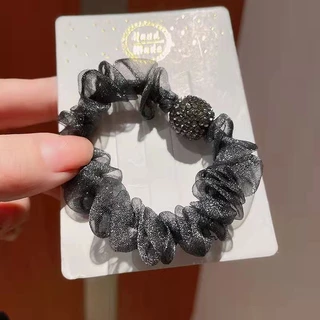 สครันชี่แหวนผมดีไซน์เสือดาว พิมพ์แถบคาดศีรษะ พร้อม.High-End Rhinestone สำหรับตกแต่งทรงผมของสาวๆ