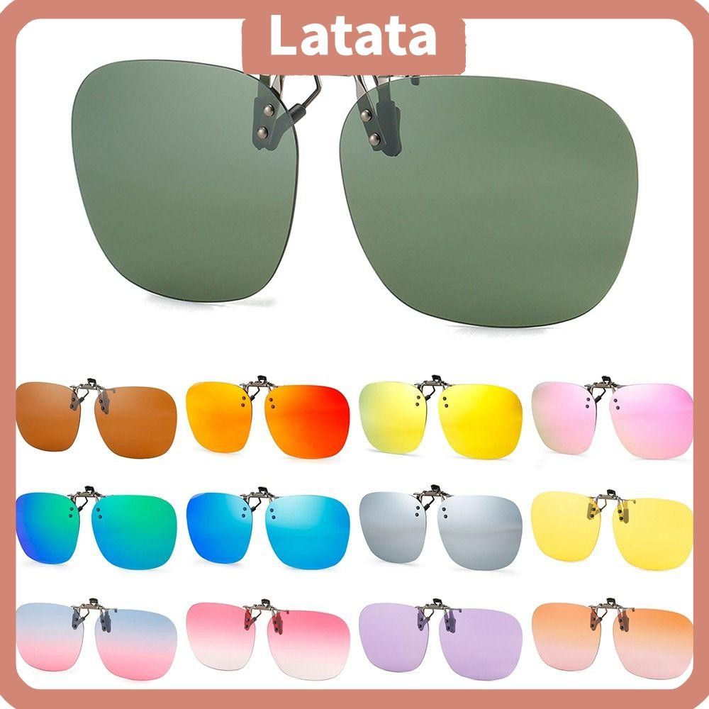 Lata Clip-Onแว่นตากันแดดPolarized,สะดวกUV400 Flip-up Sunแว่นตาสําหรับแว่นตาสั่งแพทย์,สไตล์คลิปโลหะไม่มีขอบเหลี่ยมShadesเหมาะสําหรับกลางแจ้งและขับรถ