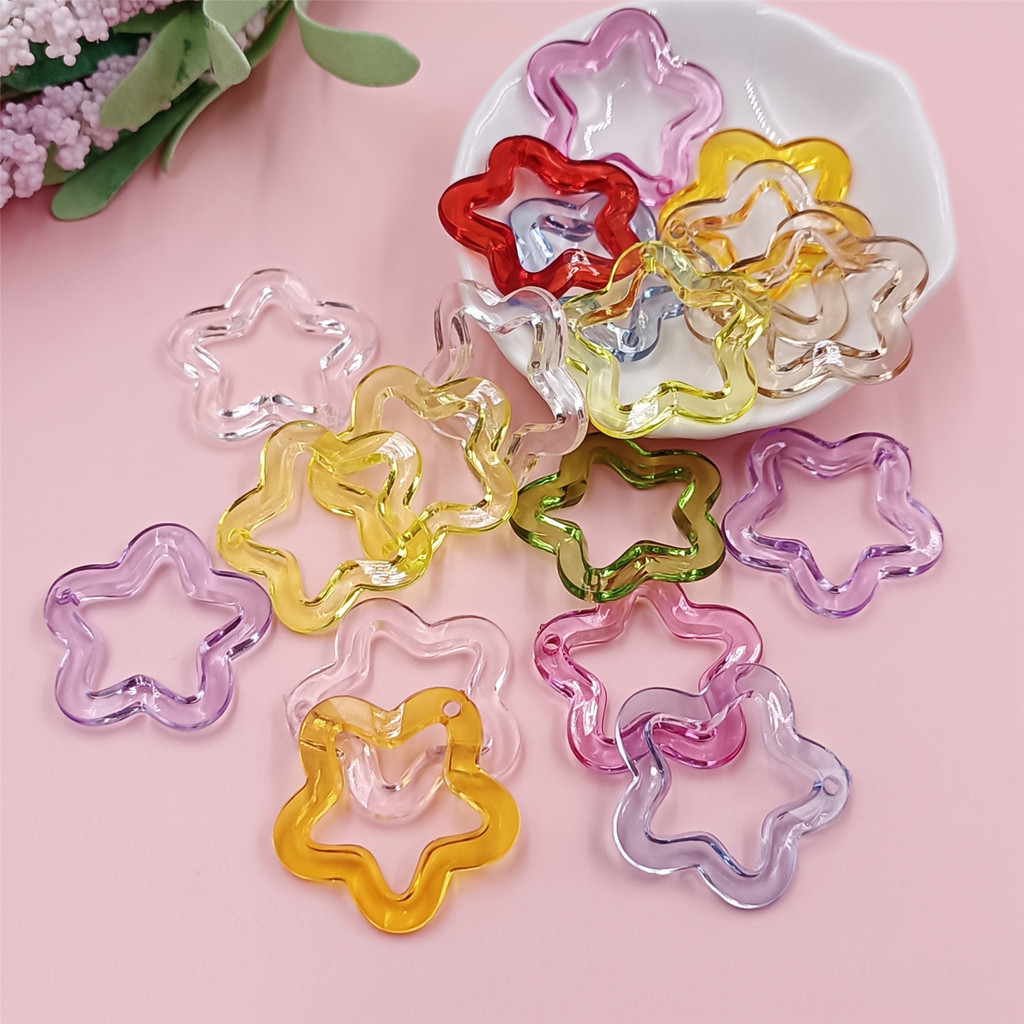 10 ชิ้น 30 มิลลิเมตร Star ลูกปัดหลวมโปร่งใส Pentagonal จี้อะคริลิค DIY สําหรับสร้อยข้อมือต่างหูเครื่องประดับทําอุปกรณ์เสริม Handmade วัสดุ