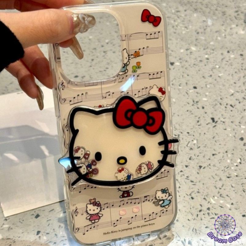 การ์ตูนน่ารัก Hello Kitty วงเล็บมือใสนุ่ม เคส IPhone XR 15 11 16 13 14 12 Pro Max 15 6 6s 14 8 16 Plus 7Plus X XS Max SE