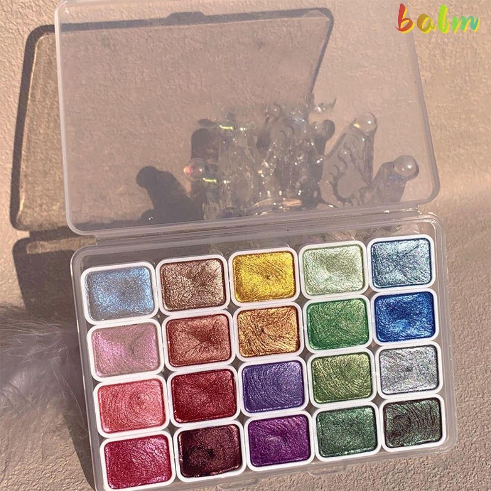 Balm ภาพวาดสีน้ําเม็ดสีชุด, 20/24/26 สี Lightfastness Pearlescent Glitter สีน้ํา, Shine ดอกไม้ Decor Pearlescent Solid สีน้ําเม็ดสี