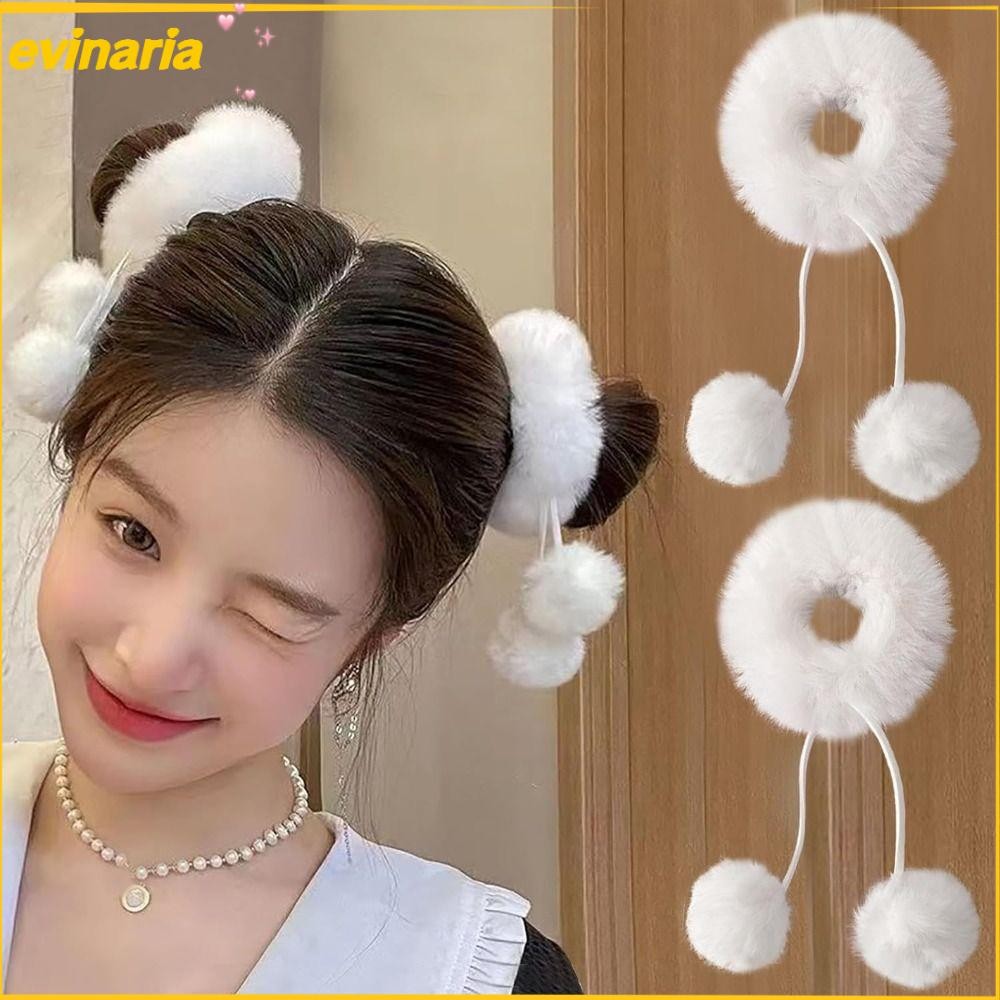 Evinaria ผูกผม, ความยืดหยุ่นสูงตุ๊กตาปุยห่วงผม, ขน มารยาท ลูกบอลนุ่มรูปพู่ปอมปอมยางรัดผมยืดหยุ่นอุปกรณ์เสริมผม