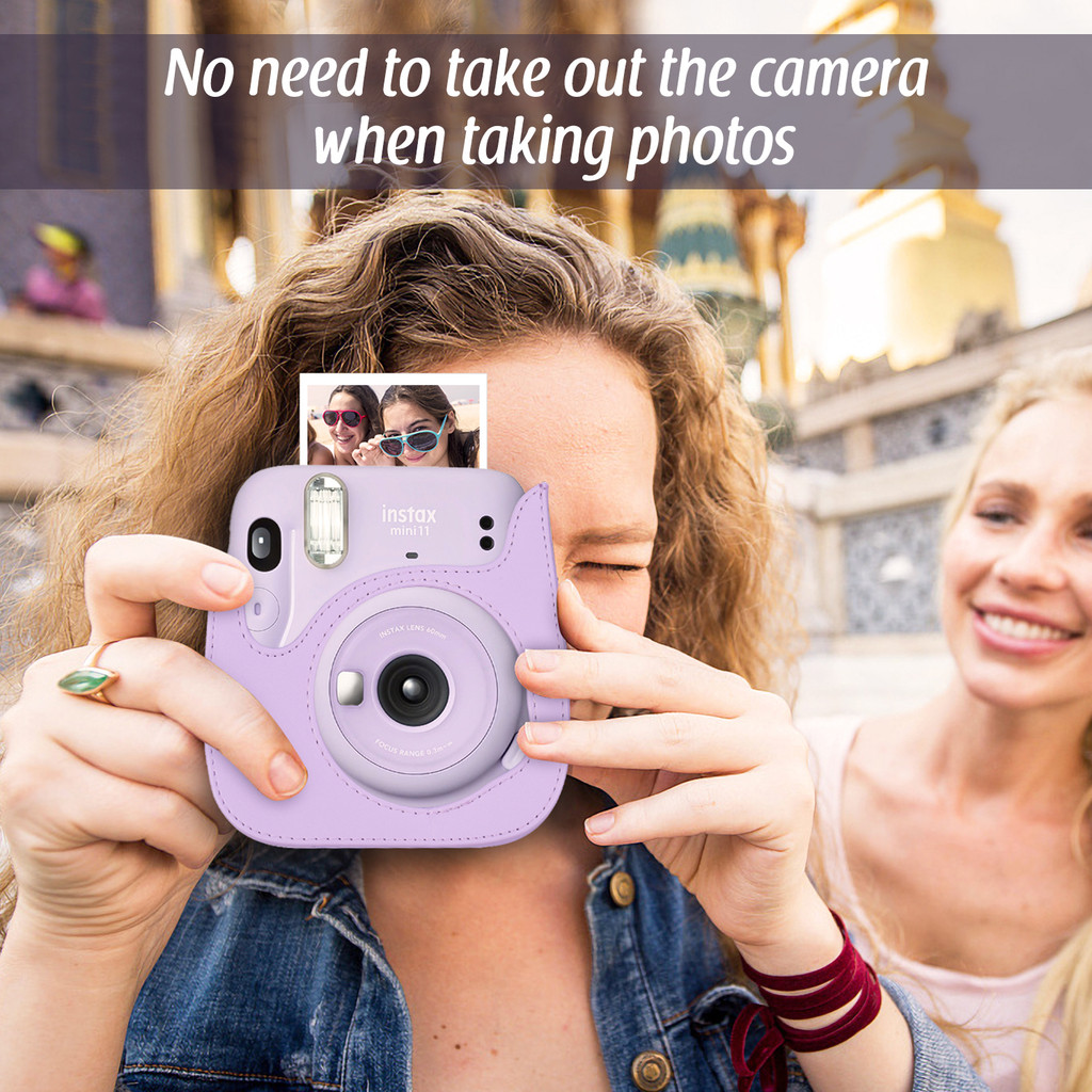 Local Camera Holder Portable Instant Camera Case Bag Holder PU Leather with Shoulder Strap เข้ากันได้กับ Fujifilm Fuji Instax Mini 11