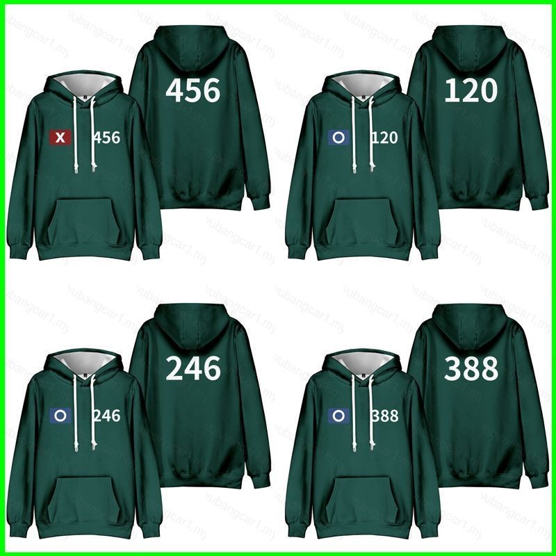 Yb Squid Game 2 หมายเลข 456 120 246 388 333 Hoodie Anime Sweatshirt Unisex Long Sleeve Top