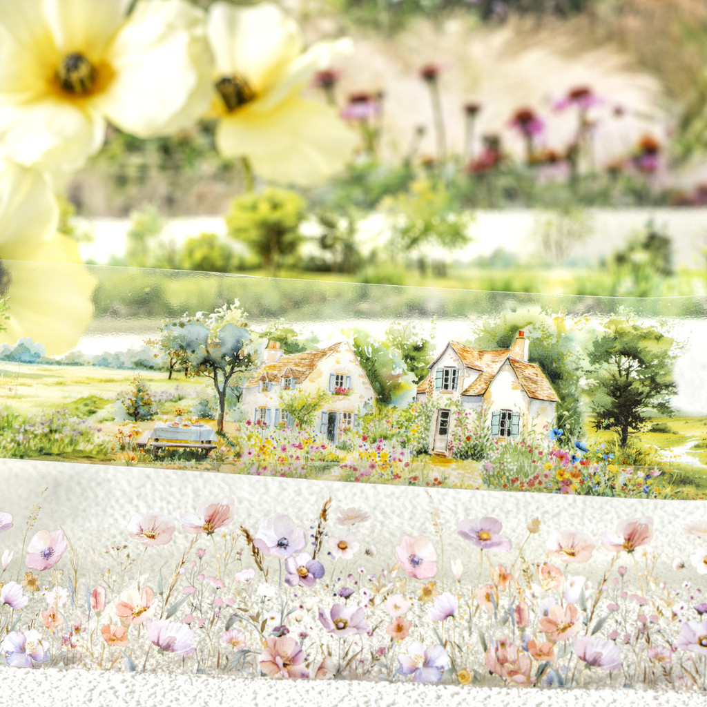 Jianwu 40 มม.* 200 ซม.สวนไม้ Series Vintage ดอกไม้ภูมิทัศน์ PET เทป Creative DIY Journal Collage เครื่องเขียน