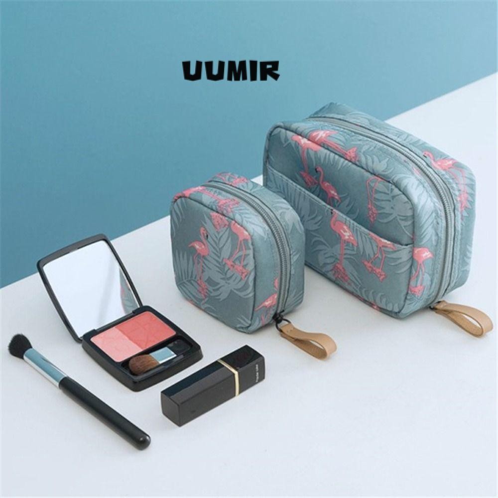 Uumir กระเป๋าเครื่องสําอาง, Mini Flamingo Toiletry Storage Bag, Water-proof Travel Organizer Bag Cactus Beauty Makeup Bag Women