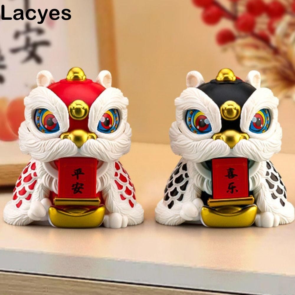Layes ของเล่นสิงโตเต้นรํามังกร,งานฝีมือ DIY ดึงดูดความมั่งคั่งรูปปั้นสิงโตของเล่น,เครื่องประดับรถยนต์อัตโนมัติโคลงกดสไตล์จีนของเล่นปีใหม่เพื่อนของขวัญวัน