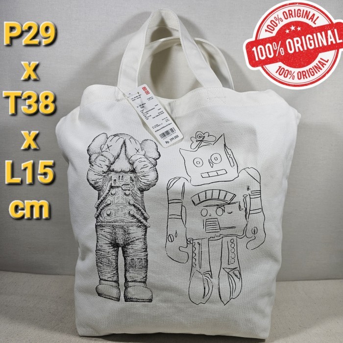 Uniqlo original 2way canvas tote bag limited edition KAWS x Andy Warhol กระเป๋าสะพาย unisex