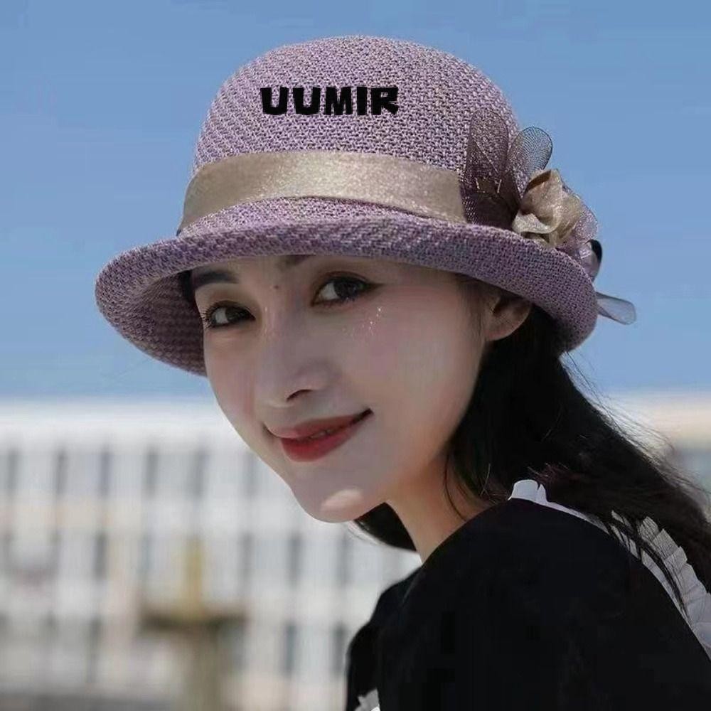 Uumir ผู้หญิงหมวกกันแดด,ชายหาดวันหยุดสบายๆหมวกชาวประมง,ลูกไม้ดอกไม้ UV ปกป้องหมวกชายหาดท่องเที่ยวฤดูร้อน