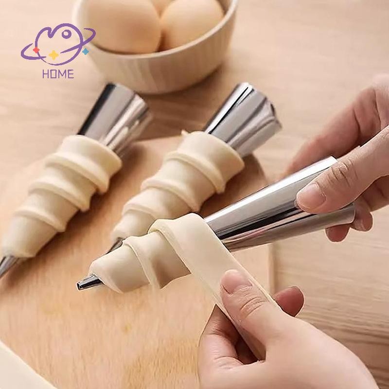 [mayhome] 10 ชิ้นกรวยอบสแตนเลสเกลียวครัวซองต์หลอดครีมฮอร์นขนมปังขนมเค้กแม่พิมพ์คุกกี้ขนมครัวเบเกอรี่เครื่องมือ {TH}