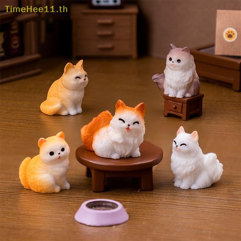 TimeHee เครื่องประดับการ์ตูนลูกแมว Micro Landscape ตุ๊กตาโมเดลรถภายในบ้านเดสก์ท็อปตกแต่ง TH
