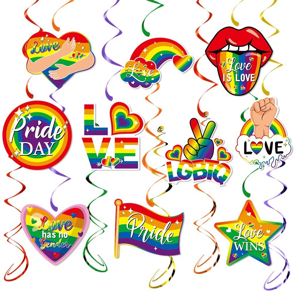 [ จัดส่ง TH] ของแขวนสปริงสีรุ้ง Pride Month ชุดตกแต่งเพดานไพรด์ 10 ชิ้น แขวนง่าย ราคาถูก ไพรด์เดย์20