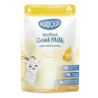 [12 ซอง] Moochie Sterilized Goat Milk มูชี่ นมแพะสเตอริไลส์สำหรับสัตว์เลี้ยง มีน้ำนมเหลือง เสริมภูมิคุ้มกัน ขนาด 60 ml