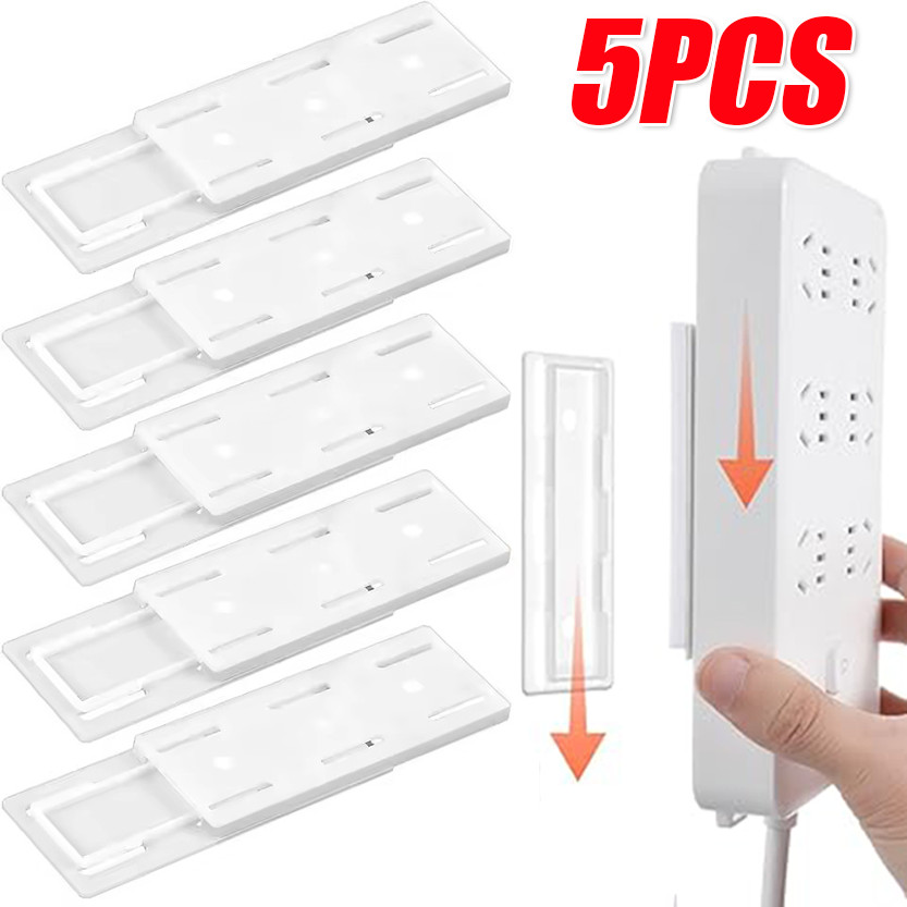 1/3/5 ชุด ที่ยึดรางปลั๊กไฟแบบติดผนัง / ตัวแก้ไขซ็อกเก็ตแบบมีกาวในตัว / ตัวจัดการสายเคเบิลเดสก์ท็อป