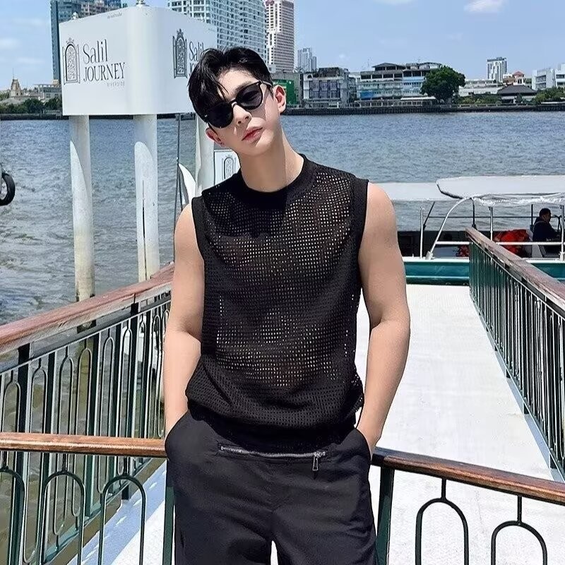 เอร์เชนชิ เสื้อกั๊กผ้าถักแขนกุดสําหรับฤดูร้อนสําหรับผู้ชายสําหรับออกกําลังกายและ