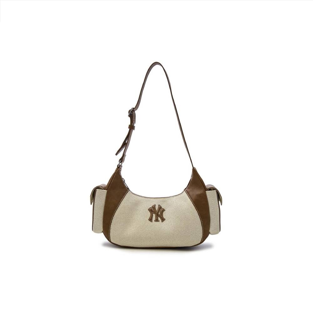 MLB กระเป๋าสะพายไหล่ ยูนิเซ็กส์ Canvas Vintage Cargo Shoulder Bag รุ่น 3ABQBV15N 50CRD สีดาร์กครีม