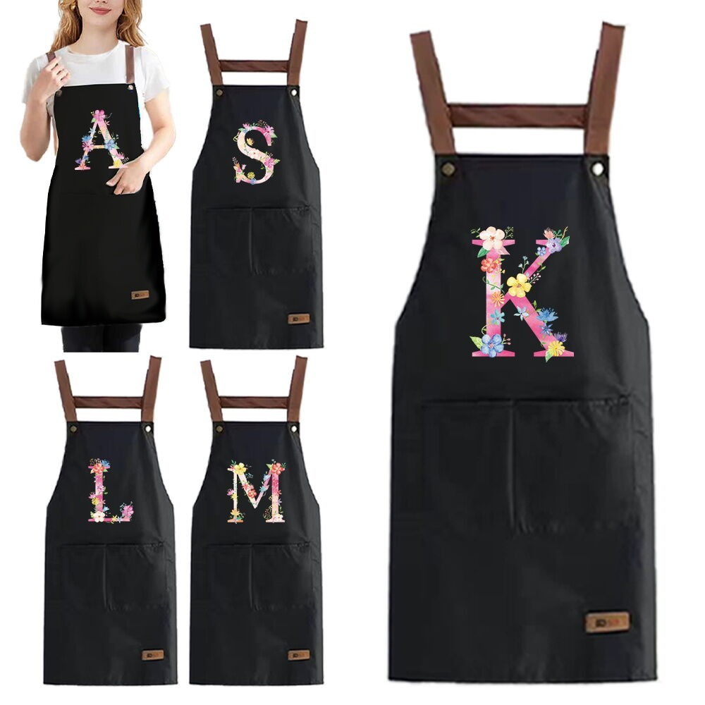 Aprons ผ้ากันเปื้อนวินเทจ ผ้ากันเปื้อนกระเป๋าด้านหน้า ผ้ากันเปื้อนทำสวน pink ชุดลายพิมพ์
