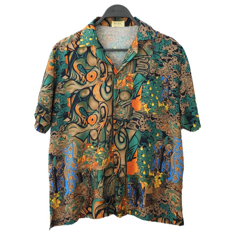Xuantu เสื้อฮาวาย พิมพ์ลาย moss 3D สีเขียว ผ้านุ่ม ไซส์ S-5XL
