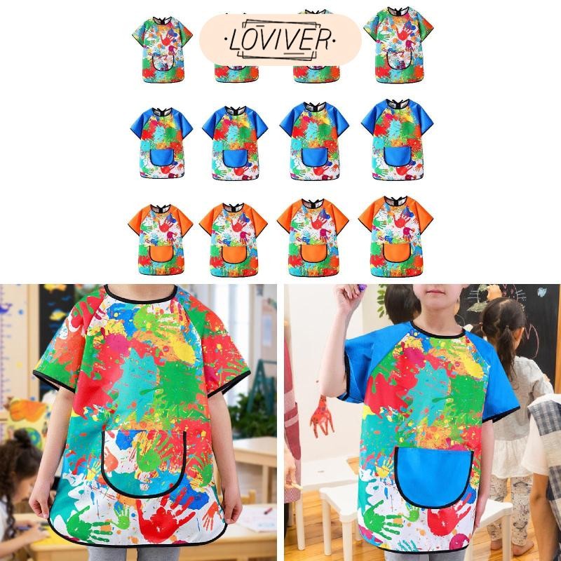 LOVIVER เด็กศิลปะสม็อคจิตรกรรมผ้ากันเปื้อนศิลปินจิตรกรรมผ้ากันเปื้อนสําหรับอบบ้านวาด