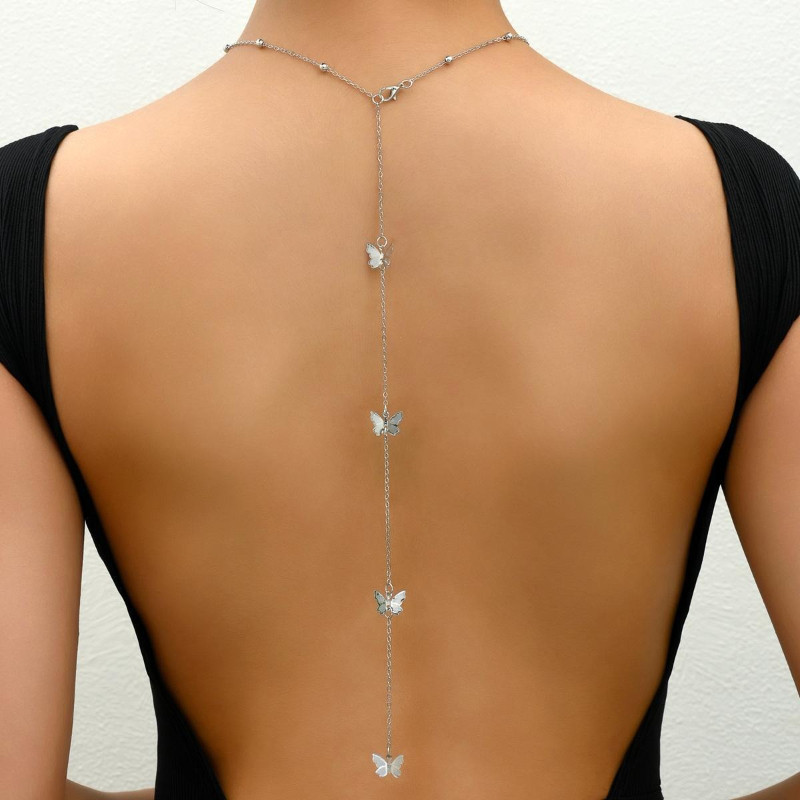 สร้อยคอเซ็กซี่ยาว สร้อยหลังเปิด จี้ผีเสื้อแฟชั่น สร้อยคอยาวของขวัญวันหยุดผู้หญิงเครื่องประดับ - รูปที่ 2