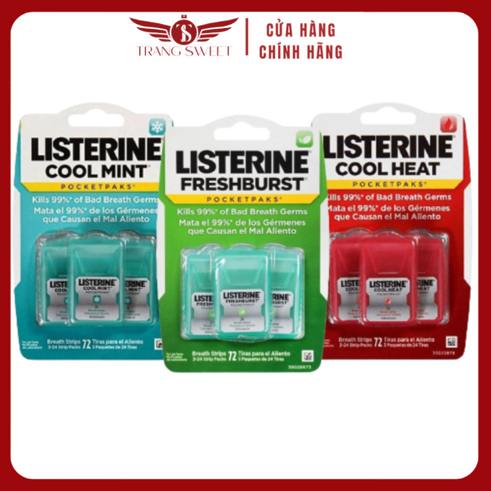 LISTERINE Freshburst Pocketpaks Breath Strips (เขียว/น้ําเงิน/แดง) (3x24)
