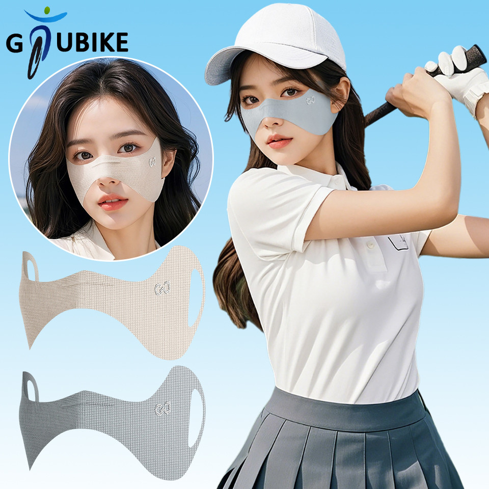 GTUBIKE ขึ้น50 + กีฬากลางแจ้งกอล์ฟผ้าไหมน้ําแข็งระบายอากาศป้องกันรังสียูวีตามุมป้องกันหน้ากากยืดหยุ่น