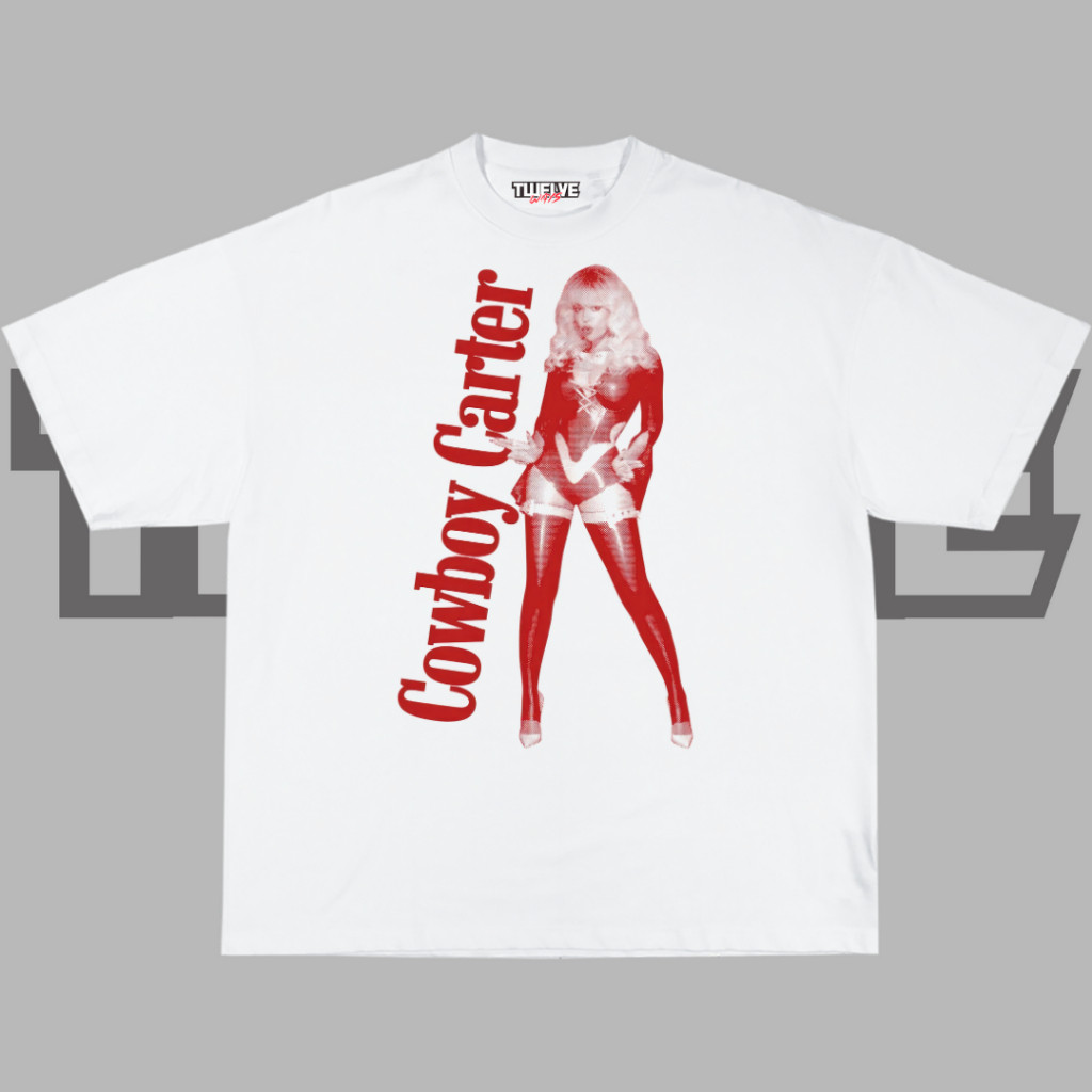 BEYONCE Cowboy Carter เสื้อยืด Oversize สีขาว | เสื้อยืด Beyonce Aesthetic | ผู้ชายผู้หญิงท็อปส์ | เ