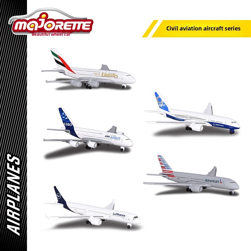 Majorette ฝรั่งเศสเครื่องบิน Diecast รุ่น A380 airbus & Boeing 787 United Airlines ของเล่นเครื่องบิน