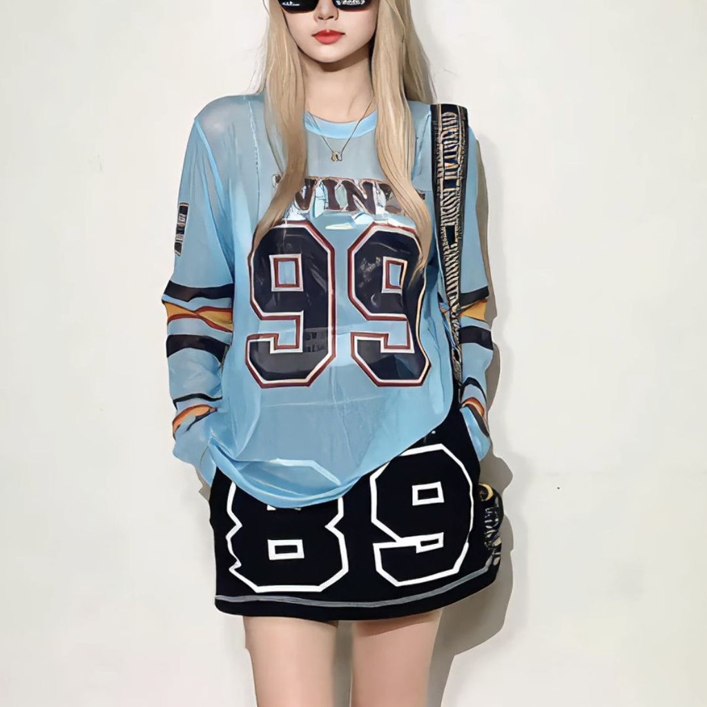 2025 อเมริกันฤดูร้อนสไตล์ใหม่แฟชั่นผ้าไหมน้ําแข็ง ดวงอาทิตย์ เสื้อผู้หญิง บวก ขนาดหลวมบางตาข่าย สูงสุด