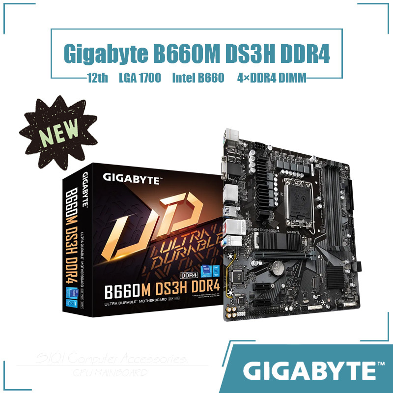 [ใหม่] Gigabyte B660M DS3H DDR4 เมนบอร์ด Intel B660 128GB 4DDR4 DIMM เมนบอร์ดเดสก์ท็อป