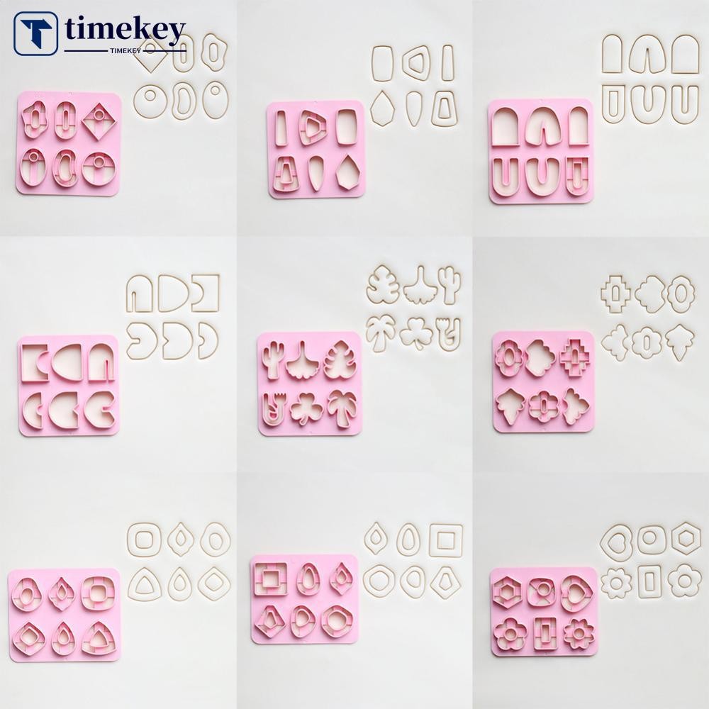 TME 6Type/Set Mini Clay Cutter หลายเรขาคณิตแม่พิมพ์พลาสติก DIY Soft Clay ไม่สม่ําเสมอเซรามิคต่างหูแม่พิมพ์ทําด้วยมือเครื่องประดับทําเครื่องมือ