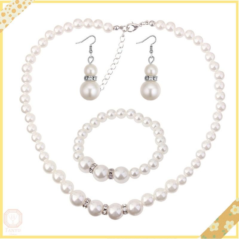 SGL ผู้หญิงคริสตัลสร้อยคอมุกกําไลข้อมือต่างหูงานแต่งงาน Charm ชุดเครื่องประดับของขวัญ SGL