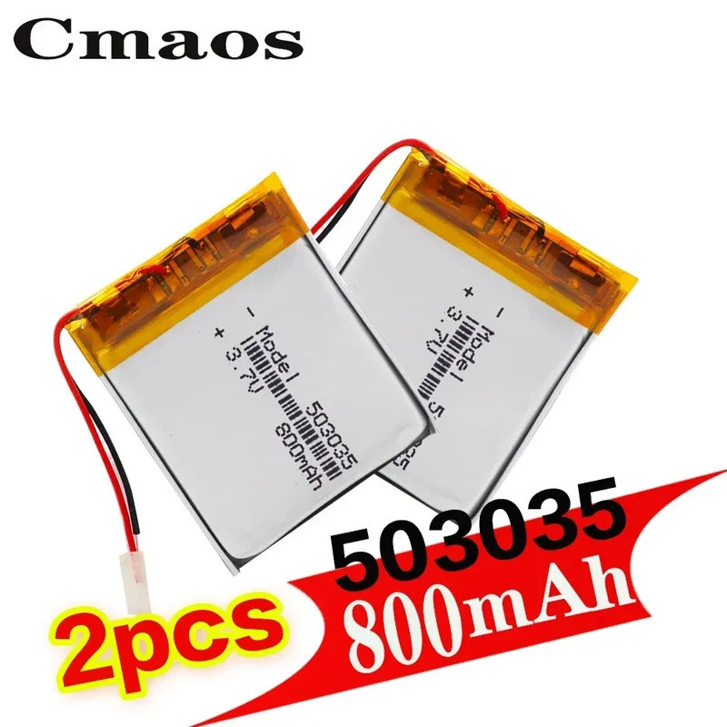 2Pcs 503035   3.7v 800mah Lithium Polymer Battery 3 7V Volt Li Po Ion Lipo Rechargeable Batteries Fo