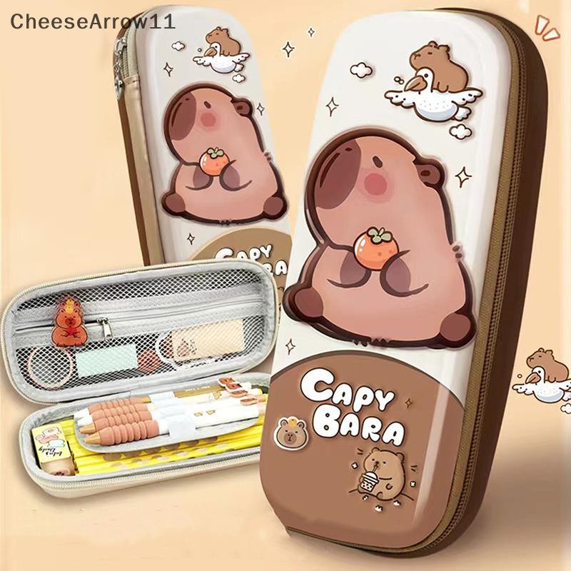 CHE 3D บรรเทาความเครียดน่ารัก Capybara ดินสอ Drop ทนกันน้ํานักเรียนโรงเรียนกล่องเก็บ Hard Shell Dpression ปากกากระเป๋า TH