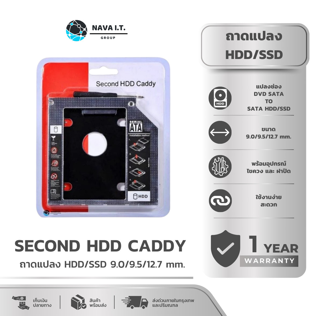 🛵มีส่งด่วน💨 NAVA IT ถาดแปลง SECOND HDD CADDY 9/9.5/12.7MM BRACKET DVD-ROM CD OPTICAL BAY TRAY
