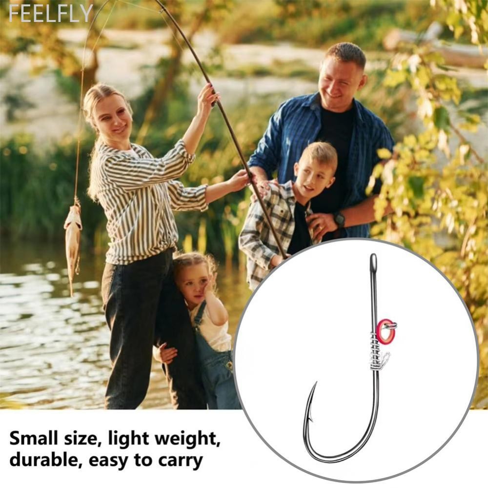 FEELFLY 10 ชิ้น/กล่อง Live กุ้งฤดูใบไม้ผลิกลับ Hook Live กุ้งคงที่ตะขอเหล็กคาร์บอน Barbs จับตรง Sea 