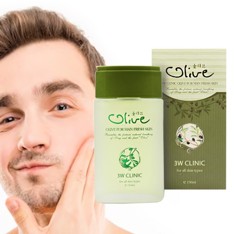[3W Clinic] Olive For Men Fresh Skin 150ml, Daily Moisturizing & Soothing Lotion