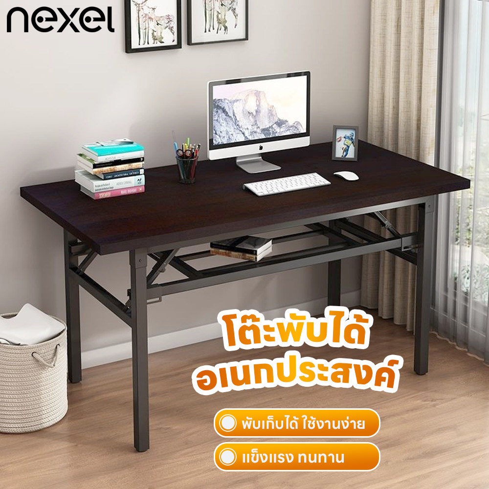 โต๊ะพับอเนกประสงค์ มีชั้นวางของ ทนทาน โต๊ะทํางาน/คอมพิวเตอร์ ไม่ต้องประกอบ พับเก็บได้ แข็งแรง ขนาด80/100/120cm