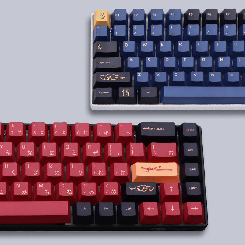 Blue/Red Samurai PBT Keycaps Korean/German/Spanish/French/Japanese/n Keycap Cherry Profile  for GMK 