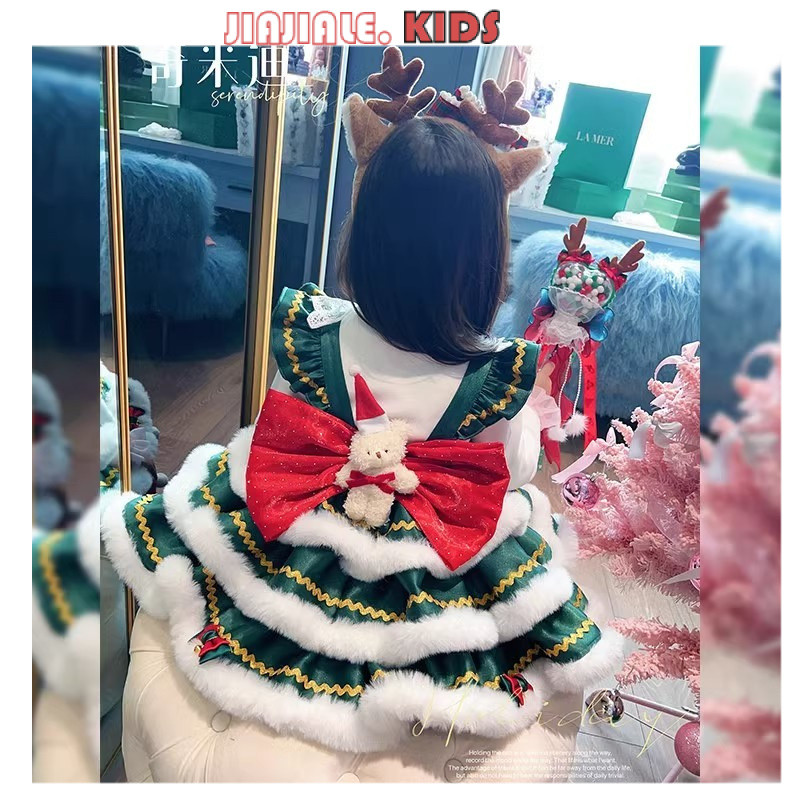 Size 100-150Girls Christmas Lolita Princess Dress เด็กฤดูหนาวใหม่วันหยุดการ์ตูน Lolita Dress
