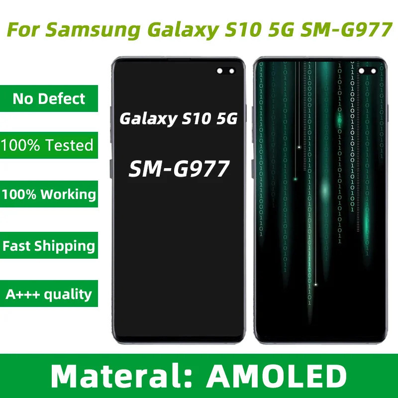 จอแสดงผล Super AMOLED สําหรับ Samsung Galaxy S10 5G G977 G977F Lcd Touch Screen Digitizer เปลี่ยนแผง